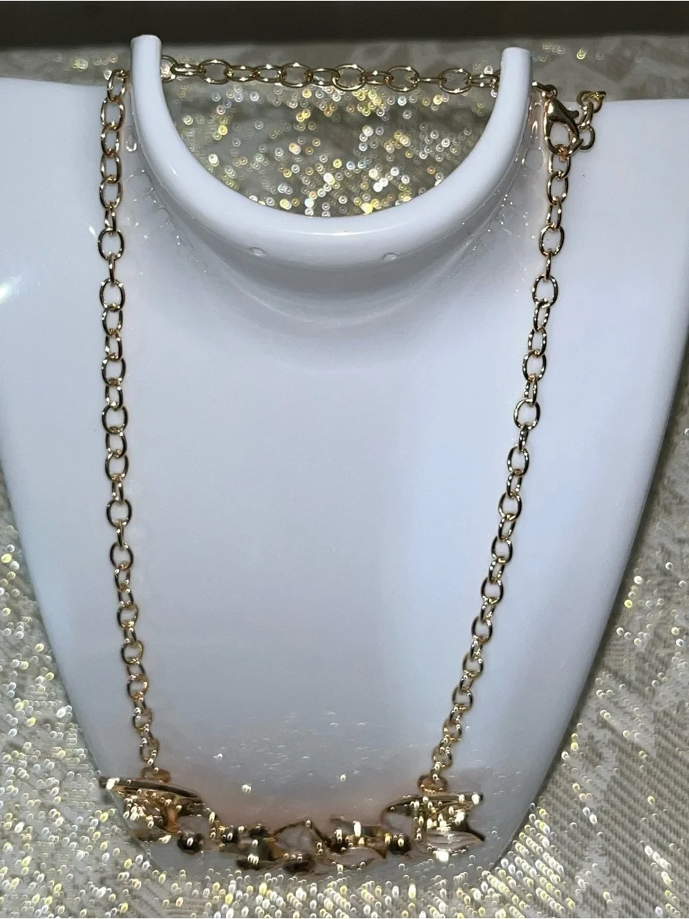 Whimsical Floral Rhinestone Statement Necklace NEW